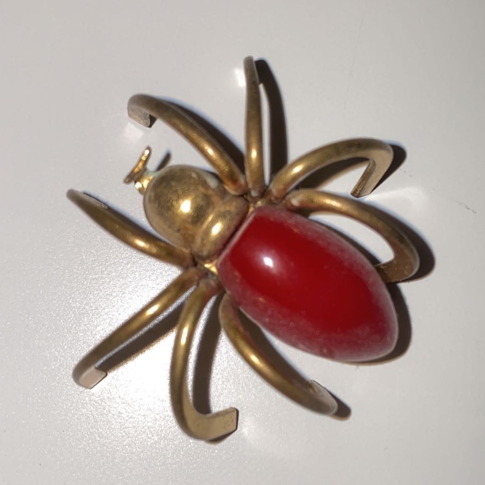 Vintage Bakelite red Spider Brooch